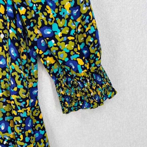 RAILS Roma Dress Womens Small Abstract Garden Print Green Blue Short Sleeve - Picture 11 of 16